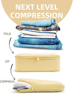 6 Set Compression Packing Cubes for Travel, Large Medium Small Luggage Organizers (Bright Yellow)