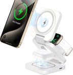 Wireless Charger for iPhone, KU XIU 3 in 1 Travel Charging Station for iPhone 17/16/15/14/13/12 Series, 5W Foldable Charger for Apple Watch10/9/8/7/6/5/4/3/SE, for Airpods 4/3/2/Pro
