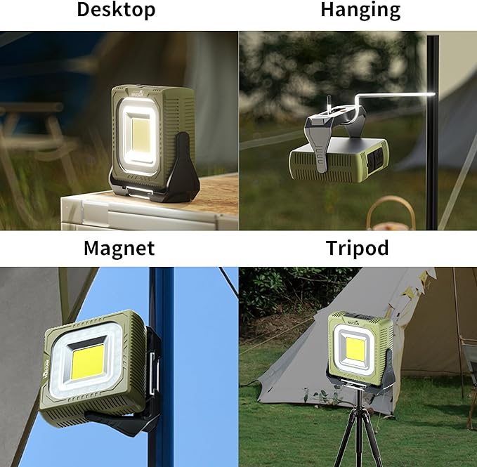 WARSUN Camping Light,Lightweight LED Camping Light,Long Lasting,Multi Lighting,Rechargeable Type C,Magnetic,Hanging,Outdoor,Hiking,Camping (Light Green)