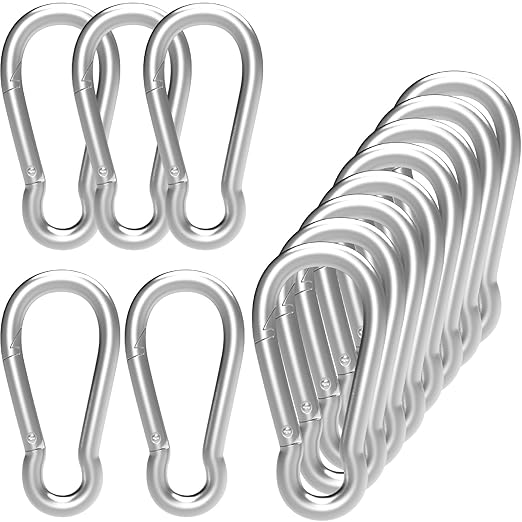 12PCS 2 Inch Small Carabiner Clip, Spring Snap Hook, Heavy Duty Galvanized Steel Keychain Carabiner, Locking Climbing Caribiners Clips for Gym, Plant Hanging, Outdoor Camping, Hiking, 200 lbs Capacity