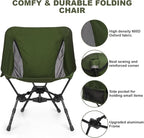 MINGPINHUIUS Portable Camping Chair Backpacking Chair: Ultra Light Height Adjustable Foldable Outdoor Chair Setup in Fast Upgraded Aluminum Frames for Picnic Festival Outside Travel (Military Green)