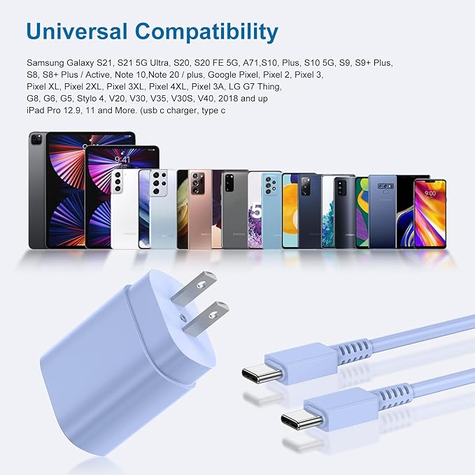 Type C Charger, 2Pack 25W PD USBC Wall Charger Super Fast Charging