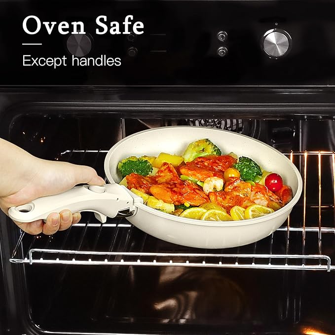 GiPP Ceramic Pots and Pans Set Non Stick, Nonstick Detachable Handle Cookware Sets, Healthy Non Toxic PFAS PFOA & PTFE Free, Dishwasher ＆Oven Safe, Induction Kitchen Pot and Pan, 15 Piece Cream