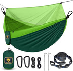 Camping Hammock with Net,Travel Portable Lightweight Hammocks with Tree Straps and Solid D-Shape Carabiners,Parachute Nylon Hammock for Outsides Backpacking Beach Backyard Patio Hiking