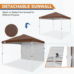 EAGLE PEAK Pop Up Canopy Tent with 1 Sidewall, Easy Setup Event Tent, Outdoor Sun Shade, Wheeled Carry Bag, Stakes and Guy Ropes, Instant Canopy 10x10, Dark Brown