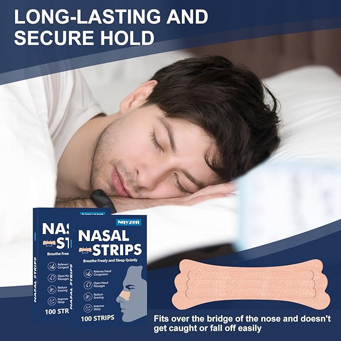 Nasal Strips, Nasal Strips for Snoring,Extra Strength Nose Strips for Breathing,Anti Snoring Strips,Truncated Nose Strips,Help Stop Snoring,Nasal Congestion Relief (100Count)