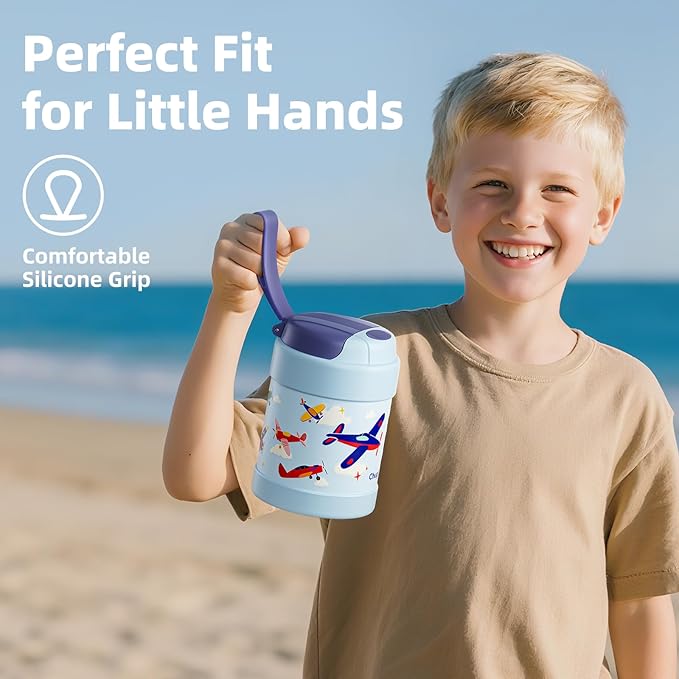 15 oz Soup Thermo for Hot Food Kids Insulated Food Jar with Spoon, Lunch Thermo Container, Width Mouth Vacuum Stainless Steel Food Thermo for School Travel, Leakproof, Easy to Open(Blue)