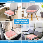 TushGuard Seat Cushion for Office Chair Memory Foam Non-Slip Cushion Back, Relief Chair Pad, Butt Pillow for Office, Car, Computer Desk, Pink, X-Large