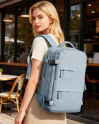 coofay Travel Backpack For Women Men Airline Approved Carry On Backpack Flight Approved Waterproof Sports Luggage Backpack Casual Daypack Small Hiking Backpack Grey Blue
