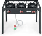 High Pressure Triple Propane Burner Outdoor Propane Camping Stove with 0-20 PSI Adjustable High Pressuer Regulator and Steel Braided Hose 3 Burner Stove Brewing Supply SA3500
