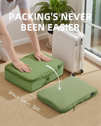 6 Set Compression Packing Cubes for Travel, Large Medium Small Luggage Organizers (Forest Green)