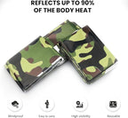 Primacare CB-6842-10 Pack of 10 Emergency Foil Mylar Thermal Blanket Camouflage, 84" Length x 52" Width