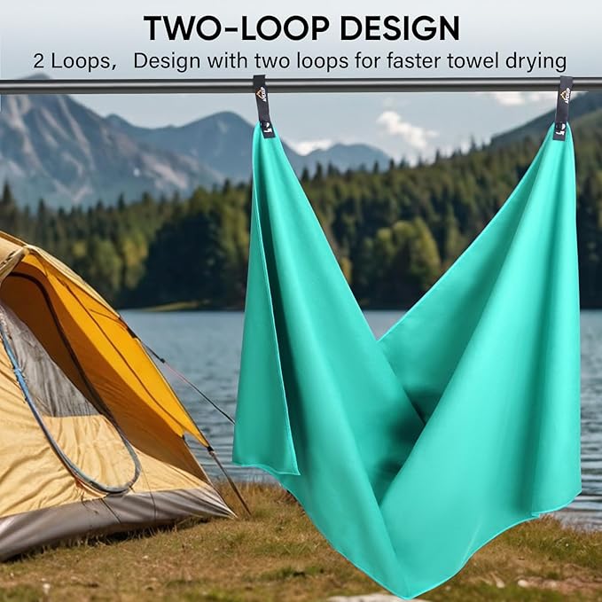 APEXUP Microfiber Travel Towel, Ultra Absorbent Quick Dry Towels, Lightweight Gym Sports Camping Towel for Workout, Yoga, Beach, Shower, Swimming (60"×30", Mint Color)