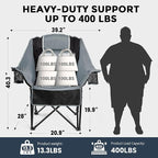 Oversized Camping Chair for Large Adults Heavy Duty 400 lbs Capacity, Comfortable Padded Folding Lawn Chair with Back & Headrest Support and Cup Holder, Portable Outdoor Chair with Carry Bag