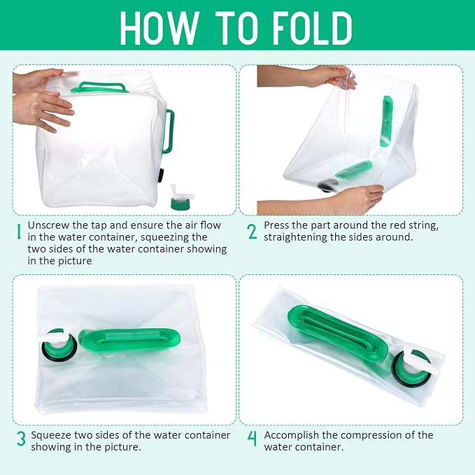 3 Pack Collapsible Water Container with Spigot, Foldable Camping Water Container Portable Camping Storage Carrier Jug for Outdoors Hiking Emergency Kit Backpack (Green,5.3 Gallon)