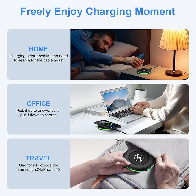 for Samsung Galaxy Wireless Charger Fast Charging Pad Compatibilty with Samsung S25 Ultra/S24 Plus/S23FE/S22/S21/S20,2 Pack 15W Wireless Phone Charger Android Desk for iPhone 17/16/15 Pro,Google Pixel
