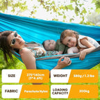 NATUREFUN Ultra-Light Travel Camping Hammock | 300kg Load Capacity,Breathable,Quick-Drying | 2 x Premium Carabiners,2 x Nylon Slings Included | Outdoor Indoor Garden