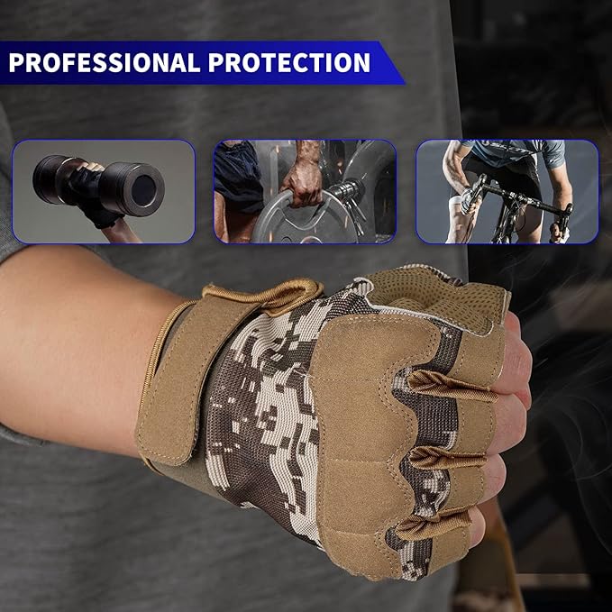 FIORETTO Fingerless Gloves for Airsoft Shooting Half Finger Hunting Hiking Cycling Driving Motorcycle Climbing Work Gloves M210603