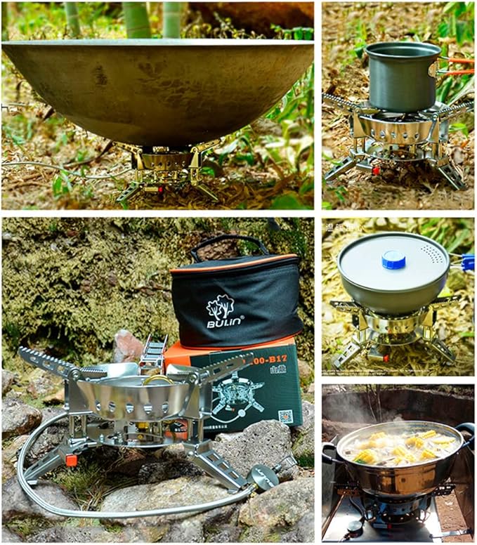 Bulin AirOka B17 6800W Super Windproof Outdoor Camping Stoves Portable Camping Stove Burner Strong Firepower with Piezo Ignition Folding Lightweight Backpacking Stove for Outdoor Hiking Cooking BBQ