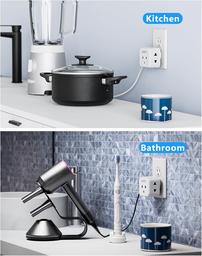 LENCENT EU to US Plug Adapter, European to USA Outlet Adaptor, Travel from Europe to American Outlet, 3-Sided Outlet Extender, Wall Tap, Mini Charger Box, Travel Plug Converter