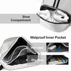 Hoedia Sports Drawstring Backpack - String Swim Gym Bag with Shoes Compartment and Wet Proof Pocket for Women/Men (White)