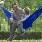 Camping Hammock with Net,Portable Lightweight Double Hammocks with Tree Straps and Solid D-Shape Carabiners,Parachute Nylon Hammock for Backpacking Beach Backyard Patio Hiking Blue&Grey