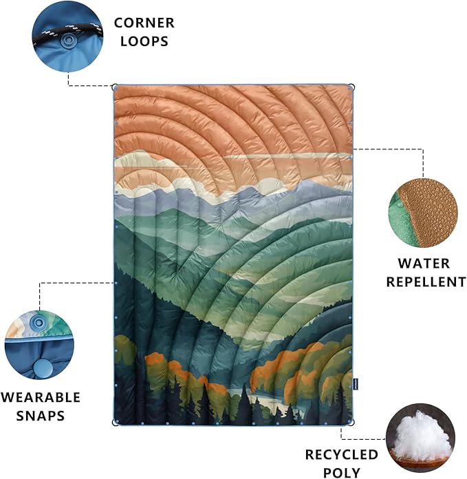 Camping Blanket,Lightweight Puffy Printed Camping Blanket Packable Outdoor Blanket for Camping,Traveling, Stadium, Hiking, Picnics