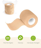 FriCARE Self Adhesive Bandage Wrap, Medical Tape in First Aid Kit, Cohesive Bandages for Wounds Sport Vet, FSA/HSA Eligible, 2 Inches X 5 Yards 6 Rolls, Tan