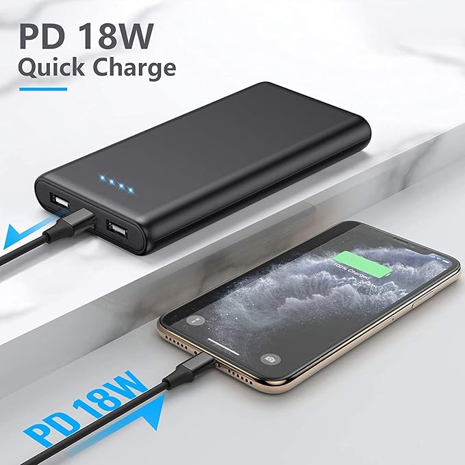 Portable Charger Power Bank 26800mAh, QC3.0 USB C PD Fast Phone Charging with Smart Intelligent Controlling IC, 3 Out & 2 Input External Cell Phone Battery Pack Compatible with iPhone,Android etc