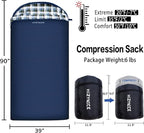 0 Degree Sleeping Bag 100% Cotton Flannel XXL for Adults Big and Tall Cold Weather Winter Zero Degree Camping,Free Compression Sack