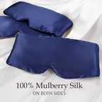 Zenssia 100% Mulberry Silk Sleep Mask Eye Mask for Man and Woman with Adjustable Headband, Full Size Large Sleep Mask & Blindfold for Total Blackout for All Night Sleep, Travel & Nap-Dark Blue
