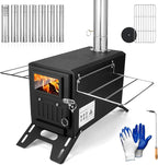 Camping Tent Stove – Portable Wood Burning Stove for Outdoor Camping, Hiking, Ice Fishing, and Hunting – Lightweight & Compact Design, Durable Stainless Steel Construction with Chimney Pipe
