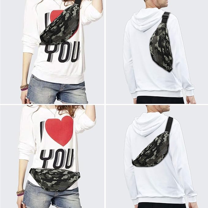 MAXTOP Large Crossbody Fanny Pack with 4-Zipper Pockets,Gifts for Enjoy Sports Festival Workout Traveling Running Casual Hands-Free Wallets Waist Pack Phone Bag Carrying All Phones