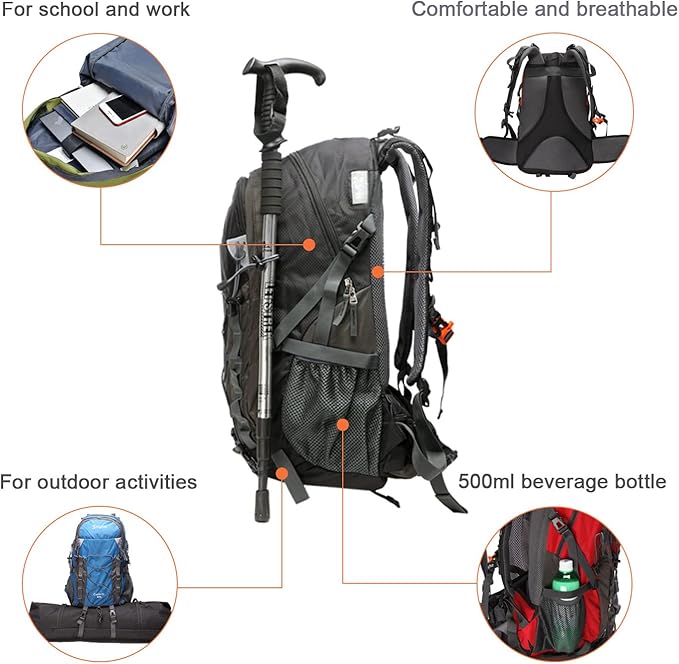 Diamond Candy Waterproof Hiking Backpack for Men and Women, Lightweight Day Pack for Travel Camping