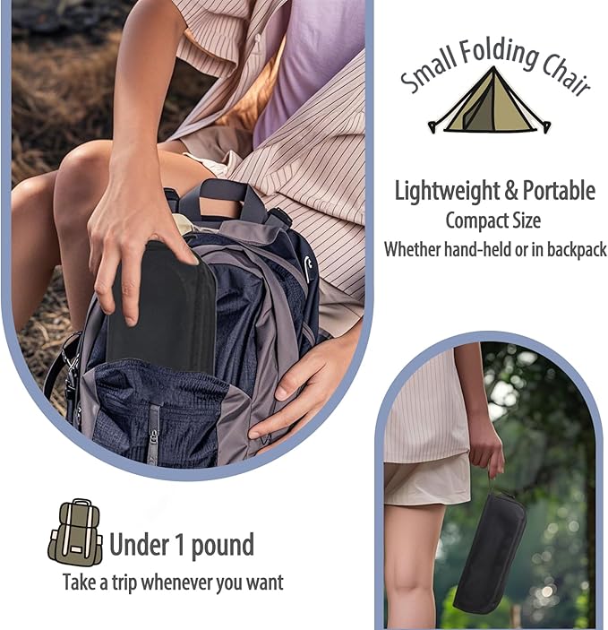 13-inch Lightweight Aluminum Folding Stool - Portable Compact Camping Stool Supports 300lbs, Handbag Style Carry - Ideal for Camping, Fishing, Backpacking, Outdoor, Travel