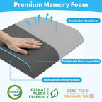 TranquilRelax Large Seat Cushion, Memory Foam Cushion for Long Sitting Hours on Office Chair, Home & Car, Non-Slip Chair Pad for Relieving Back & Sciatica & Hip & Coccyx Pain (Light Grey)