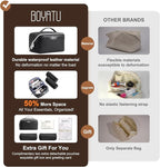 BOYATU Travel Makeup Bag Cosmetic Bags for Women: Large Capacity 3 Pcs Set Make up Bag with Compartments - Waterproof Vegan Leather Toiletry Organizer Bags with Handle (M-71Black)