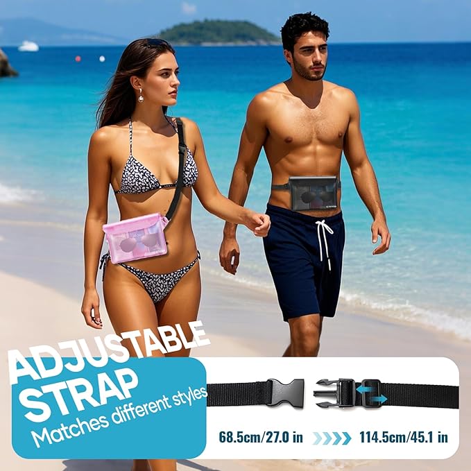 Waterproof Fanny Pack for Women, Waterproof Pouch for Phone Passport Purse, Beach Accessories Dry Bag, Floating Water proof Bags for Cruise Ship Travel Water Park Boating Fishing Diving Kayaking Pool