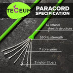 TECEUM 5/32" Paracord Rope 1000 – 1000ft / 200ft / 100ft / 50ft – Tactical Parachute Cord 4mm – 45+ Colors – Nylon String for Survival & Camping Gear – Stripe Cord for Survival – Utility Rope