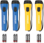 EVEREADY LED Flashlights (4-Pack), Bright Flashlights for Emergencies and Camping Gear, Flash Light with AA Batteries Included, Blue/Yellow (4-Pack)
