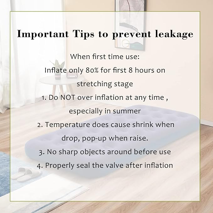 Twin Size Air Mattress Inflatable Bed for Camping & Home, Blow Up Sleeping Pad