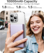 ULiXWH 10,000mAh for MagSafe Power Bank Ultra Slim, Magnetic Wireless Charger with USB-C Cable, Fast Charging Portable Battery for iPhone 17/16/15/14/13/12 Series, All-Metal Design, Purple