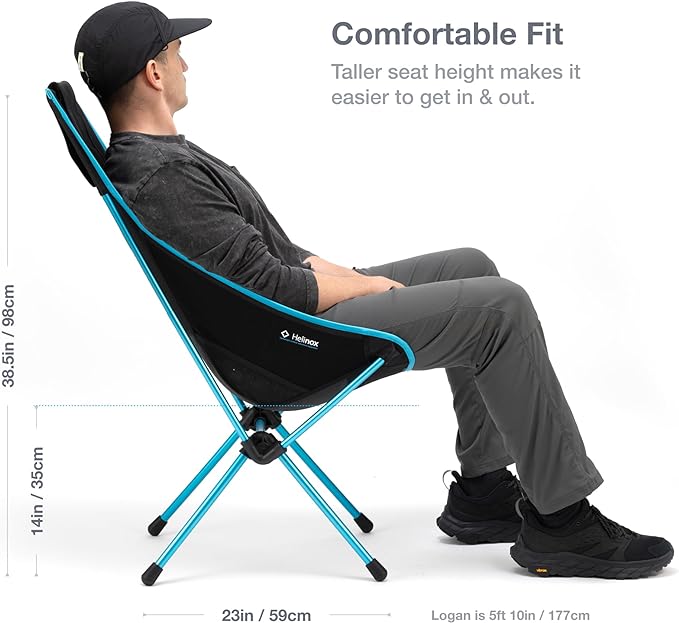 Helinox Sunset Chair Lightweight High-Back Collapsible Camping Chair Flame Multiblock, 3.4Ibs Outdoor Chairs, Picnic Chair, Portable Camping Chair, with Side Pockets