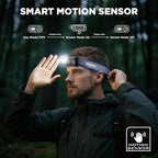 WORKPRO Rechargeable Headlamp, 700LM Super Bright Head Lamp with Motion Sensor, Memory Function, Turbo Mode, Waterproof Headlight for Camping, Hiking, Running, Repair