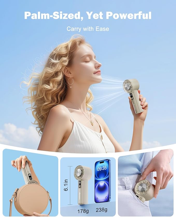 AMACOOL Handheld Fan with Ice Cooler, Mini Portable Fan Rechargeable, 18Hrs Cooling, 0-100 Adjustable Speed, Small Yet Powerful, Personal Hand Fans for Travel, Beach, Outdoor, Makeup, Gifts for Women