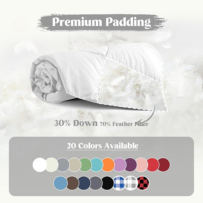 puredown® Soft Feather Down Throw Blanket Lightweight Packable Couch Throw for Indoor and Outdoor Use, 50"X70", White