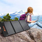 Takki 60W Solar Panel Foldable Solar Charger Kit with USB DC Type-C Ports for Portable Power Station Generator Camping Outdoor, 10 Connectors