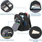 MATEIN College Large Travel Backpack, TSA Expandable Laptop Backpack, Anti Theft Computer Bag Fit 17.3 Inch Laptop Water Resistant College Computer Bag Gift for Men Women, Black