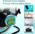 15000Mah 12 Inch Solar Panel Powered Fan, 2 in 1 Solar Panel or AC Charger Powered Fan 12W 9V Portable for Chicken Coop Greenhouse Household Exhaust Camping Travel Outdoor(Black)