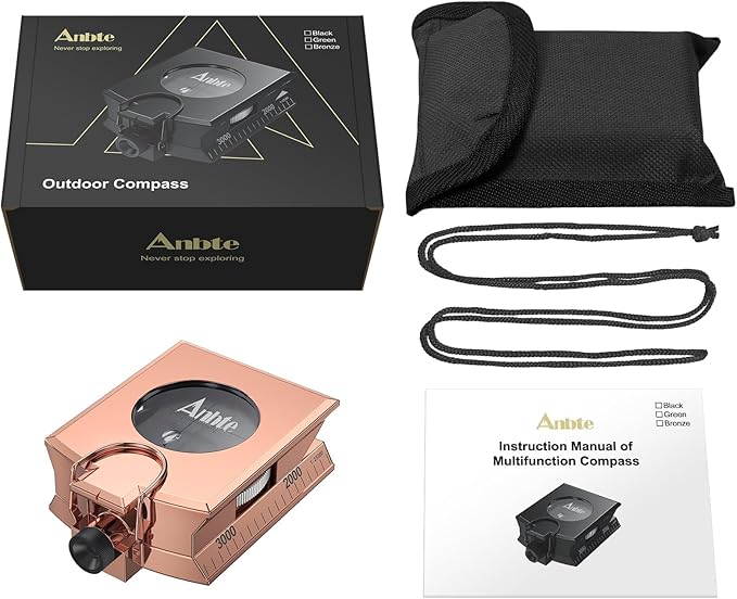 Compass Hiking Survival, IP65 Waterproof Metal Compass with Sighting Clinometer and Carry Bag, Multifunctional, Professional, for Camping Hunting Hiking Navigation